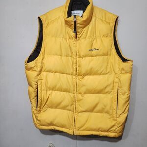 EDDIE BAUER Mens  Premium Mustard Yellow Goose Down InsulatedPuffer Vest  Sz XXL